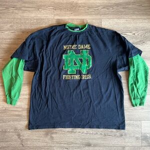 Notre Dame Fighting Irish Vintage Men’s Long Sleeve T-Shirt Two Tone Cotton XXL
